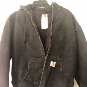 Distressed black carhartt jacket